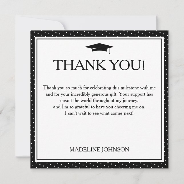Tarjeta De Agradecimiento Black & White 2026 Graduation Thank You (Anverso)