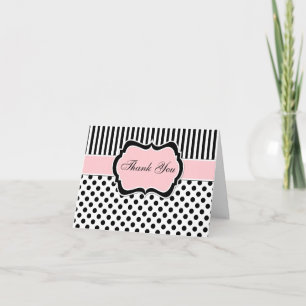 Tarjeta de agradecimiento Black, White, Blush Pink