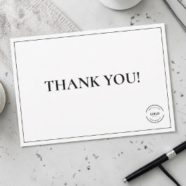 Tarjeta De Agradecimiento Black White Company Logo Custom Simple