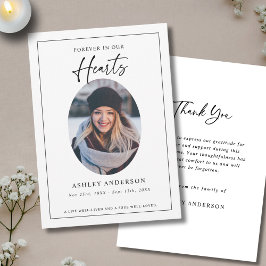 Tarjeta De Agradecimiento  Black White Forever in Our Hearts Funeral