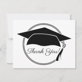 Tarjeta De Agradecimiento Black White Graduation Cap Gracias