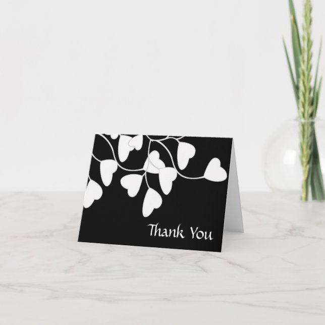 Tarjeta De Agradecimiento Black White Heart Gracias (Anverso)