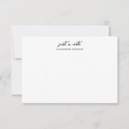 Tarjeta De Agradecimiento Black White Just a Note Name Script Note Card