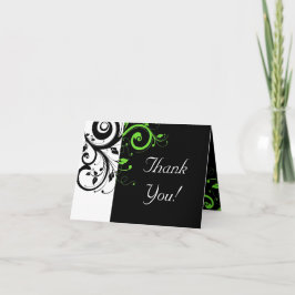 Tarjeta De Agradecimiento Black/White/Lime Green Bold Swirt Gracias