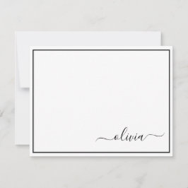 Tarjeta De Agradecimiento Black White Modern Script Girly Monograma Nombre