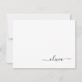 Tarjeta De Agradecimiento Black White Modern Script Girly Monograma Nombre