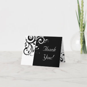 Tarjeta De Agradecimiento Black + White Reverse Swirl Gracias Cartas