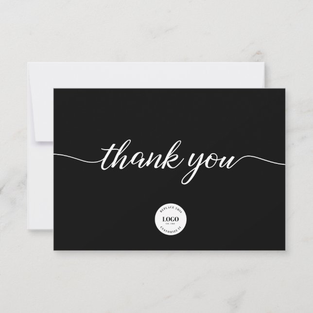 Tarjeta De Agradecimiento Black White Simple business Customer Appreciation  (Anverso)