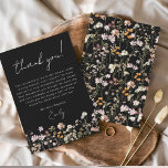 Tarjeta De Agradecimiento Black Wildflower Boho Bridal Shower<br><div class="desc">Exprese su gratitud con nuestra tarjeta de agradecimiento de la ducha de flores silvestres. Esta hermosa tarjeta de diseño captura la esencia del encanto de la naturaleza, con flores silvestres vibrantes en un cálido telón de fondo de terracota. Las delicadas flores silvestres simbolizan la belleza y la singularidad de cada...</div>