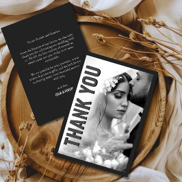 Tarjeta De Agradecimiento Blackout Minimalist Modern Wedding Thank You Card