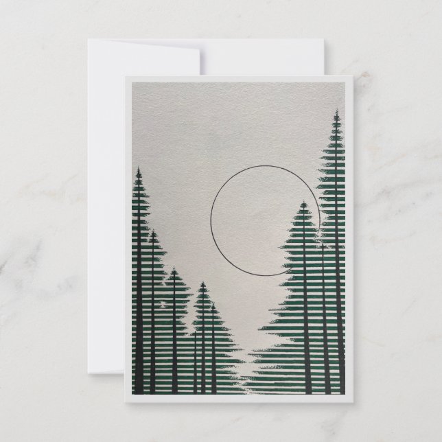Tarjeta De Agradecimiento Blanc con bosque y luna (Anverso)