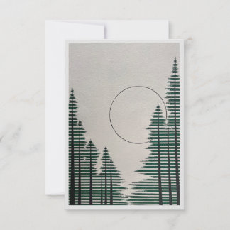 Tarjeta De Agradecimiento Blanc con bosque y luna