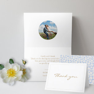 Tarjeta De Agradecimiento Blanca Boda fotográfico de pareja moderna Gracia