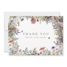 Tarjeta de agradecimiento blanca del jardín de flo