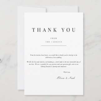 Tarjeta de agradecimiento blanca moderna y elegant
