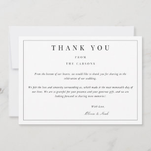 Tarjeta de agradecimiento blanca moderna y elegant