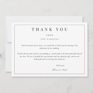 Tarjeta de agradecimiento blanca moderna y elegant