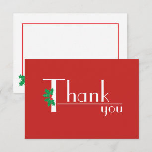 Tarjeta de agradecimiento blanca sobre rojo Celebr