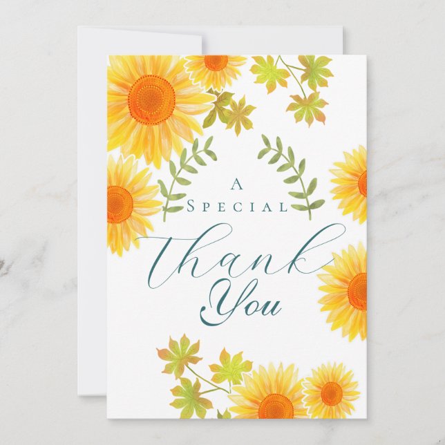 Tarjeta De Agradecimiento Blanco del girasol (Anverso)