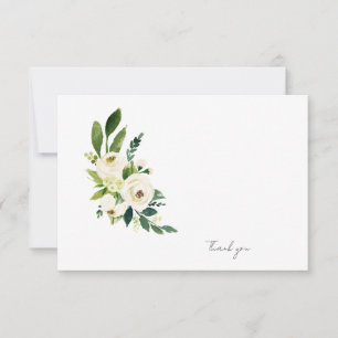 Tarjeta De Agradecimiento Blanco Floral Funeral Duelo Moderno
