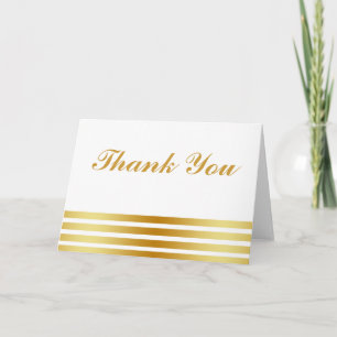 Tarjeta De Agradecimiento Blanco Mínimo con Rayas Doradas Gracias
