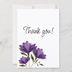 Tarjeta De Agradecimiento Blanco morado floral moderno minimalista