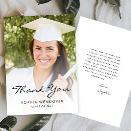 Tarjeta De Agradecimiento Blanco negro moderno fotoclásico 2025