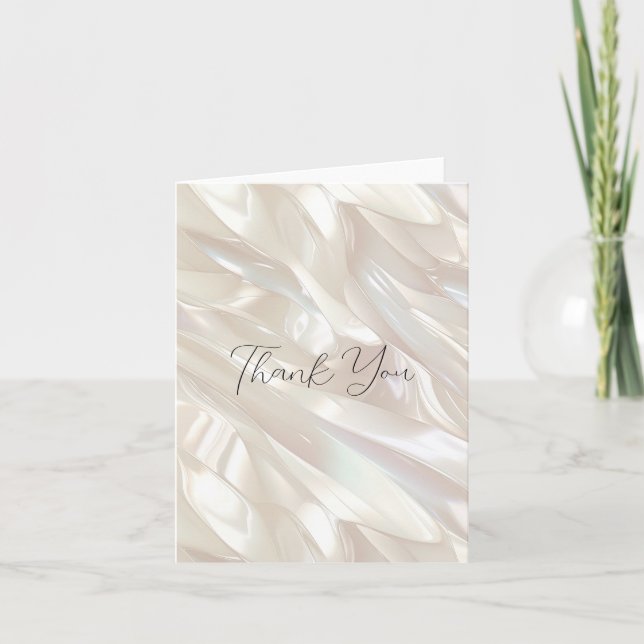 Tarjeta De Agradecimiento Blanco Perla Elegante Concha Abstracta (Anverso)