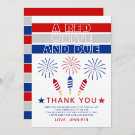 Tarjeta De Agradecimiento Blanco Rojo debido a los petardos del 4 de julio e