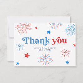 Tarjeta De Agradecimiento Blanco Rojo y debido 4 de julio Patriótico Gracias