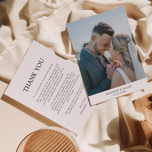 Tarjeta De Agradecimiento Blanco Simple Y Llanto Con Boda De Fotos (Subido por el creador)