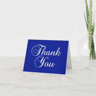 Tarjeta De Agradecimiento Blanco sobre Escritura Decorativa Azul Real