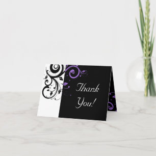 Tarjeta De Agradecimiento Blanco y negro con acento de nalga morado