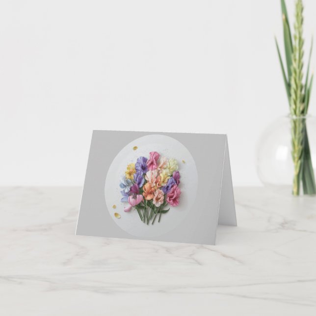 Tarjeta De Agradecimiento Blank Elegant Floral Note Card Sweet Peas (Anverso)