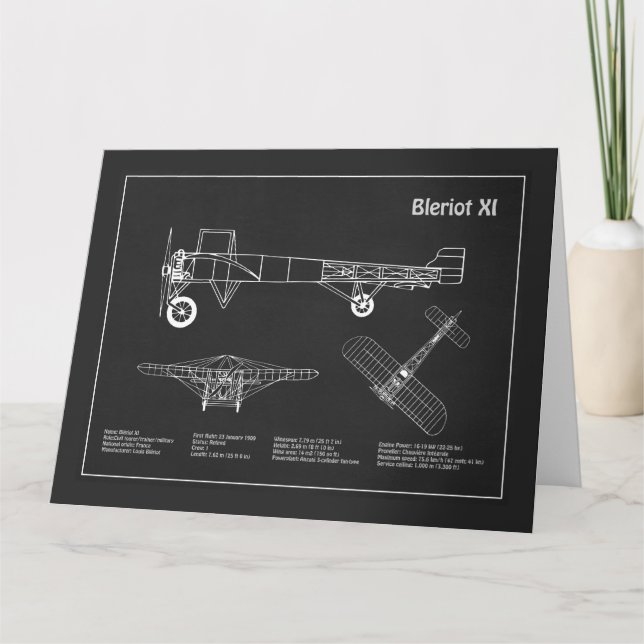 Tarjeta De Agradecimiento Bleriot XI - Planes de dibujo del plano aéreo PD (Anverso)
