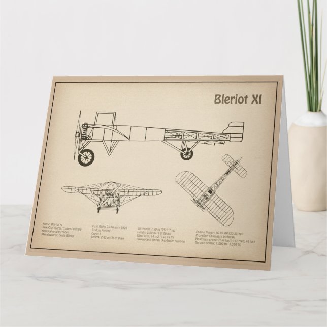 Tarjeta De Agradecimiento Bleriot XI - Planes de dibujo del plano aéreo SD (Anverso)