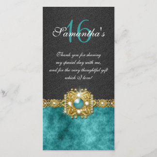 Tarjeta De Agradecimiento Bling gems diamante perla damasco
