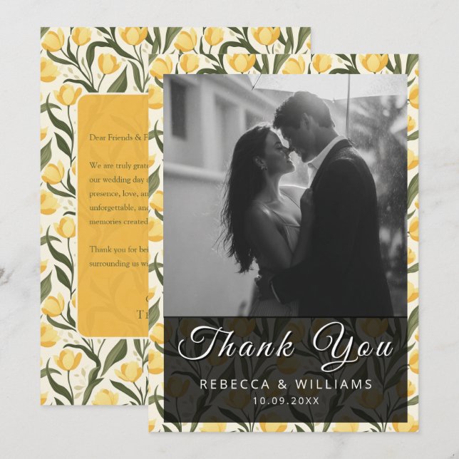 Tarjeta De Agradecimiento Blissful Tulip Aesthetic Lakeside Wedding (Anverso / Reverso)