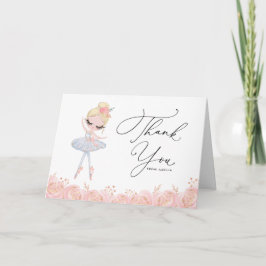 Tarjeta De Agradecimiento Blonde Ballerina con vestido blanco Cumpleaños flo