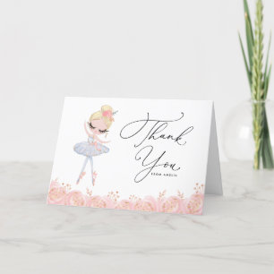 Tarjeta De Agradecimiento Blonde Ballerina con vestido blanco Cumpleaños flo