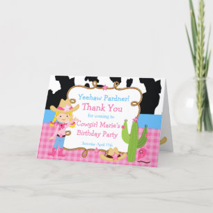 Tarjeta De Agradecimiento Blonde Cowgirl Western Birday Party