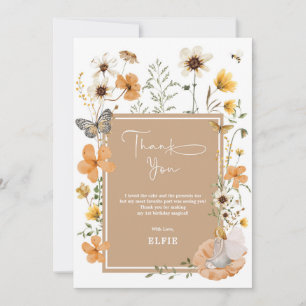 Tarjeta De Agradecimiento Blonde Fairy Boho Wildflower Garden Chica Cumpleañ