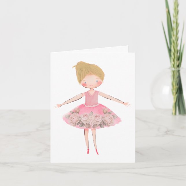 Tarjeta De Agradecimiento Blonde Hair Ballerina Blank (Anverso)