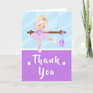 Tarjeta De Agradecimiento Blonde Hair Ballerina Purple Birthday Gracias Ca