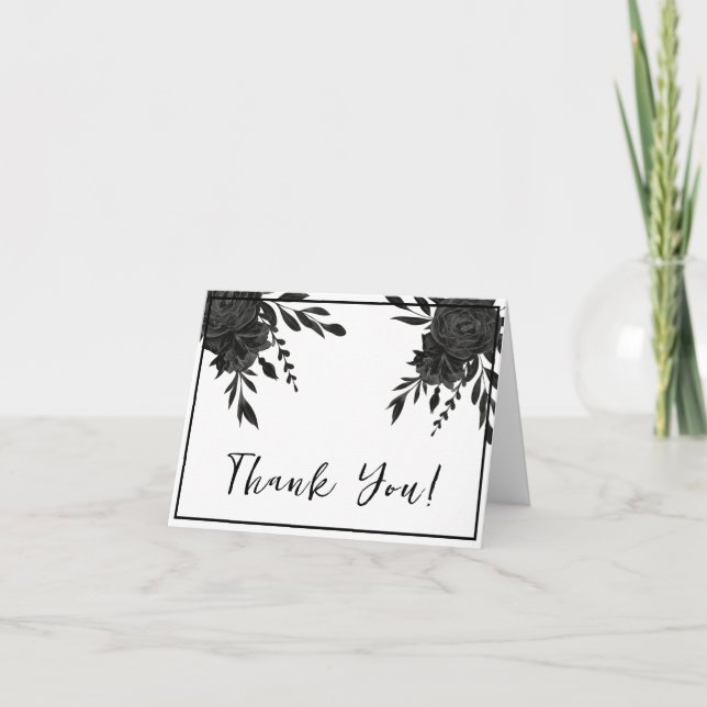 Tarjeta De Agradecimiento Bloom nocturno: un Boda floral oscuro (Anverso)