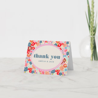Tarjeta De Agradecimiento Blooming Joy Bright Floral Maximalist Wedding