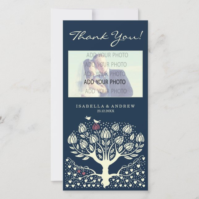 Tarjeta De Agradecimiento Blooming Love Tree boda gracias ref.wi1 (Anverso)