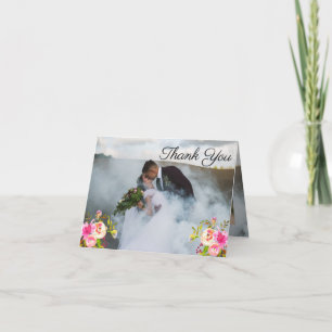 Tarjeta De Agradecimiento Blooms Watercolor 3 Foto Boda Gracias