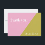 Tarjeta De Agradecimiento Bloque de color verde rosa moderno Bat Mitzvah Per<br><div class="desc">Tarjeta de agradecimiento al Personalizado Mitzvah del bloque de color verde moderno rosa y mosca</div>