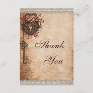 Tarjeta De Agradecimiento Bloqueo cardíaco vintage y Boda de teclas gracias